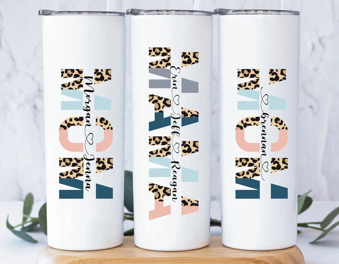 Mama Tumbler With Custom Name Mom Tumbler With Kids Names Leopard Mom Tumbler Personalized Gift For Mom Mothers Day Gift